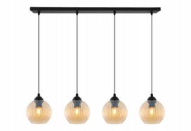 Modernus stiklinis pakabinamas lubinis šviestuvas „RIFFLE“ su 4 šviesos šaltiniais virtuvei ir svetainei, „Light Home“