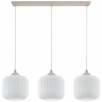 Pakabinamas lubinis šviestuvas RIFFLE, baltas stiklas, smėlio spalvos, virtuvei ir svetainei, 3 × E27
