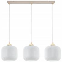Pakabinamas lubinis šviestuvas RIFFLE, smėlio ir baltos spalvos, 3 gaubtai, E27