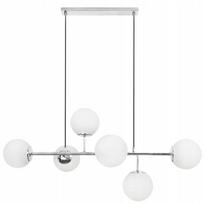 Pakabinamas lubinis šviestuvas SIENA LOFT, chromo spalvos, su baltais stikliniais gaubtais, virš stalo, E14