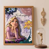 Disney Diamond Art Painting Kit – Rapunzel Butterfly Sparkle Craft, Home Wall Decor, Handmade Gift Round 20x30cm gray