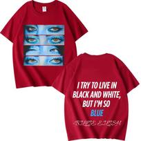 Billie Eilish Mėlynos Akys Pritrenkė Mane Stipriai Ir Švelniai T-shirt Unisex Moterims Trumpomis Rankovėmis 2026 Vasaros Naujas Spaudinys T-shirt Gerbėjų Dovanos 4XL gray