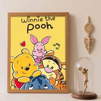 Disney Diamond Painting Kit Unframed, Winnie The Pooh Characters, Classic Style Home Decor Craft, Perfect Gift Idea Round 30x40cm yellow