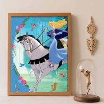 Disney Diamond Painting Kit Princess Aurora Classic Style Home Decor Craft Perfect Gift Idea Diamond Art Round 20x30cm blue