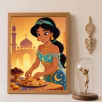 Disney Diamond Art Painting Kit 5D Jasmine Diamond Painting Dot Art Kit Home Wall Decor Round 20x30cm