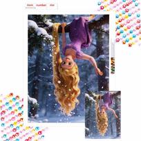 Disney Diamond Art Painting Kit Rapunzel 5D Diamond Painting Dot Art Home Wall Decor Round 30x40cm black