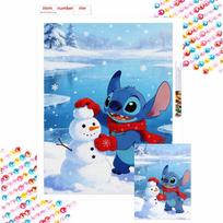 Disney Diamond Painting Kit 5D Full Round Diamond DIY Crafts Home Decoration Creative Gift Stitch Snowman Winter Fun DIY Art Round 20x30cm blue