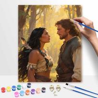 Disney Pocahontas and John Smith Digital Oil Painting Art Kit Hand Painted Home Decor 20x30cm black