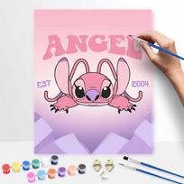 Disney digital oil painting Angel Stitch pink cartoon art handmade diy home decorations 50x70cm pink