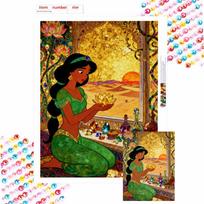 Disney diamond painting full drill mosaic handmade diy princess jasmine lotus desert sunset rhinestone kit home decoration gift Round 20x30cm yellow