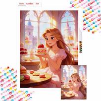 Disney Rapunzel strawberry cake princess diamond art painting handmade diy kit home decoration Round 20x30cm beige