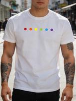 Unisex Soft Cotton Short Sleeve Crew Neck Tee Minimal Six Rainbow Dots Pride Graphic Gift For LGBTQ Unisex Casual Summer Daily Top 3XL gray