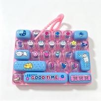 Animacinis mechaninės klaviatūros raktų pakabukas Daugiaspalvis Fidget žaislas Sensory žaislas 26 klavišų raktų pakabukas Dovana pink