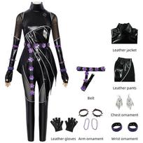 Kpop Demonas Medžiotojai Rumi Mira Zoey Cosplay Odos Kostiumas Su PU Audiniu Anime Vakarėliams Mira,Child 140 black