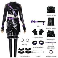 Kpop Demonas Medžiotojai Rumi Mira Zoey Cosplay Odos Kostiumas Su PU Audiniu Anime Vakarėliams Zoey,Child 140 black