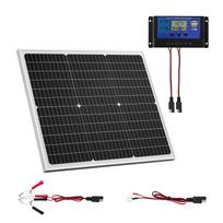 VEVOR 50W 12V Saulės Baterijos Įkroviklis Palaikytojas, Monokristalinis Saulės Skydelis Lašinis Baterijos Įkroviklis su Atnaujintu MPPT Valdikliu 58.5 x 49.5 x 2.5 cm