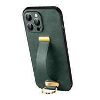 Premium Leather Wrist Strap Phone Case IPhone 13 Pro Max Men Women Stylish Protective Cover With Anti-Slip Grip iPhone 13 gray