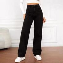 High Waist Straight Fit Denim Jeans Women Classic Washed Cotton Stretch-Free Trousers S To 3XL 3XL white