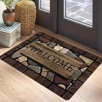 HOME Doormat Pebble Stone Cobblestone Pattern Rug Washable Non Slip Black Floor Mat Inside Outside Front Door Entrance Home 40x60cm gray