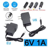 DC 6V 1A AC 100-240V maitinimo šaltinio įkroviklio adapterio keitiklis 5,5*2,1mm 4,0*1,7mm 3,5*1,35 mm 2,5*0,7 mm kištukas DC 4.0x1.7mm EU Plug juoda