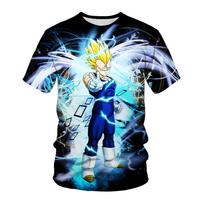 Vasaros nauji berniukų mergaičių marškinėliai Dragon Ball ZT marškinėliai vasaros vaikams 3D Goku Vegeta Print Kasdienis trumpomis rankovėmis vyrų XS gray