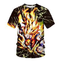 Vasaros nauji berniukų mergaičių marškinėliai Dragon Ball ZT marškinėliai vasaros vaikams 3D Goku Vegeta Print Kasdienis trumpomis rankovėmis vyrų XXXL black