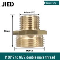 Brass Gas Meter Conversion Connector, Thickened M30 to 4-Point Male Thread F-Type Tee