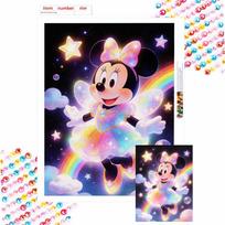 Disney Diamond Art Painting Kit Magical Fairy Minnie Mouse Home Wall Decor Handmade Gift Round 20x30cm pink
