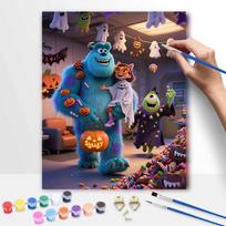 Disney Monsters Inc Sulley Mike Oil Paint by Numbers Painting Kit Hand Painted Home Decor Gift 30x40cm