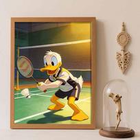 Disney Donald Duck Badminton Sport Diamond Painting Art Kit Handmade DIY5D Home Decor Gift Round 20x30cm brown