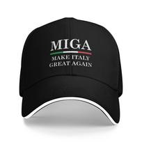 Padarykime Italiją Vėl Didžią MIGA Žygio Beisbolo Kepuraitės Unisex Aukštos Kokybės Unisex Paplūdimio Kepurė Nuo Saulės Snapback Kepuraitė One Size black