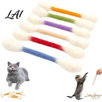 Natural Catnip Toy Cotton Swab Cat with Felt Chew Stick Teething Feline 6pcs oranžinė