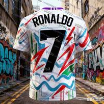 Special Edition Ronaldo 7 Football Jersey Oversize Sport Short Sleeve Training Uniform Soccer Jersey Parent-child Tshirt S black