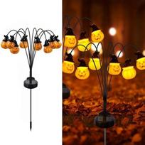 Outdoor Halloween Solar LED Lights,Pumpkin Ghost Waterproof Lamp for Lawn Yard Terrace Patio Home Festival Holiday Theme Ornament Decoration Supplies 8 Head-1PC black