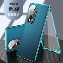 360 Full Cover For Honor 90 Case Tempered Glass Flip Phone Case For Honor 90 5G Coque Funda Double Sided Protection Capa Bumper For Honor 90 žalia
