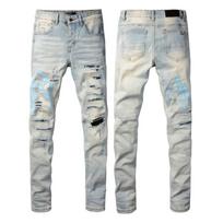 Mens Vintage Washed Distressed Straight Leg Denim Jeans Punk Streetwear Casual Pants 34
