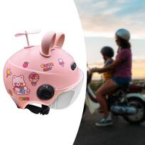 Cute Kids Motorcycle Helmet Cartoon Half for Moped Go Kart Girls Pink Ears pink