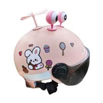 Cute Kids Motorcycle Helmet Cartoon Half for Moped Go Kart Girls Pink Eyes gray