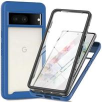 Pixel 7 8 9 Pro XL Smūgiams atsparus dėklas Priekinė plėvelė Krištolinis galinis dangtelis Capa skirtas Google Pixel 8 A Pixel7 6A 7A 8A 5G 360 Apsaugos telefono dėklas Pixel 6A&Case and PET Film tamsiai mėlyna spalva