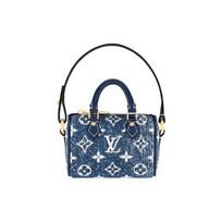 Louis Vuitton Speedy Micro Classic Monogram Denim Pillow Bag Key Pouch Coin Purse Super Mini Women bags Blue M00546 Basic Set (Bag+Dust Bag) blue