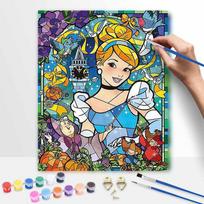 Disney Cinderella Stained Glass Art Painting Set Home Wall Decor Handmade Gift 40x50cm blue