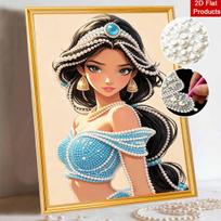 Disney Princess Jasmine Diamond Art Painting Kit Home Wall Decor Handmade Gift Craft Shiny Beads Elegance Wall Art For Living Room 30x40 black