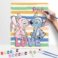Disney Stitch Angel love oil painting digital painting art kit handmade diy painting home decoration gift 50x70cm beige