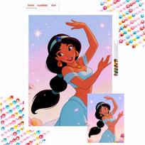 Disney Princess Jasmine diamond painting full diamond art craft ornaments handmade living room decoration background Round 30x40cm
