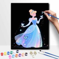Disney Cinderella oil painting hand painting coloring painting handmade diy home decoration gift 30x40cm gray
