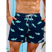 Summer Vacation Mens Shark Printed Drawstring Beach Shorts Men's Swim Trunks 3D Print Breathable Short Streetwear Polyster 5XL