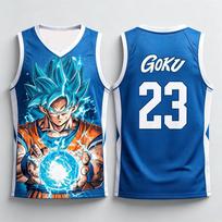 Dragon Ball Goku Super Saiyan Blue Basketball Jersey Men 3D Print Sports Vest Anime Streetwear Tank Top Family Matching Outfits 6XL blue