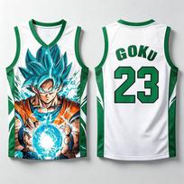 Dragon Ball Goku Super Saiyan Blue Basketball Jersey Men 3D Print Sports Vest Anime Streetwear Tank Top Family Matching Outfits 6XL blue