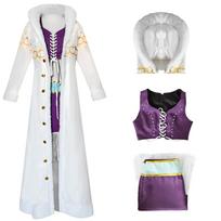 One Piece Nico Robin Cosplay Costume Set with Large Fur Collar Halloween Anime Role Play Outfit for Women XXL white