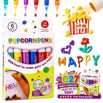 Magic Popcorn Pen, DIY Bubble Popcorn Drawing Pens, 3D Puffy Embellish Decorate Graffiti Stationery for Cards Kids Christmas 6 colors one box